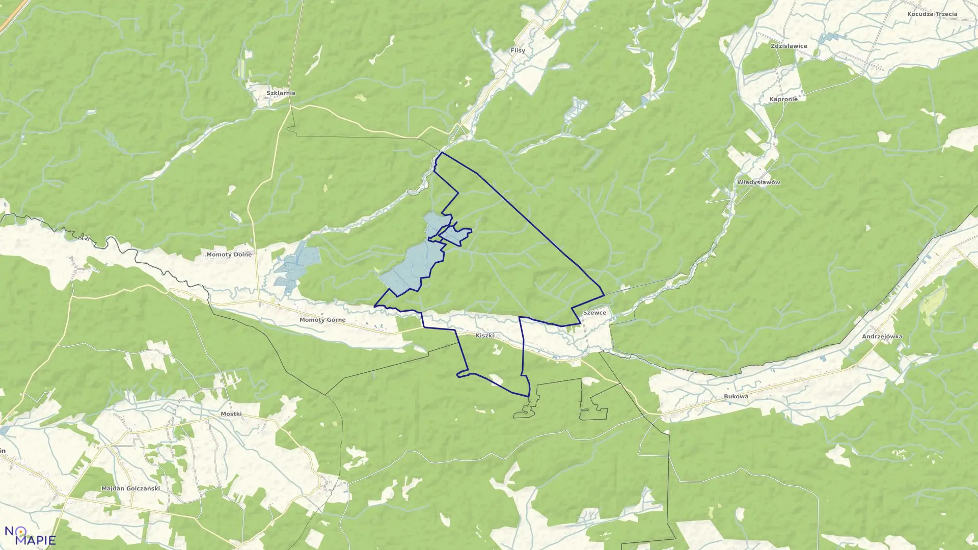 Mapa obrębu KISZKI w gminie Janów Lubelski