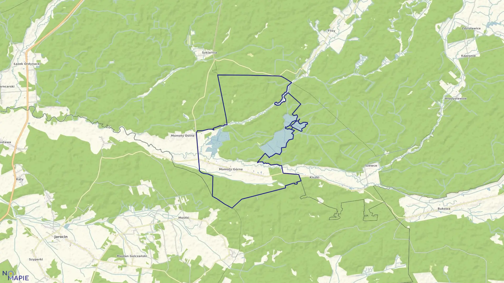 Mapa obrębu MOMOTY GÓRNE w gminie Janów Lubelski