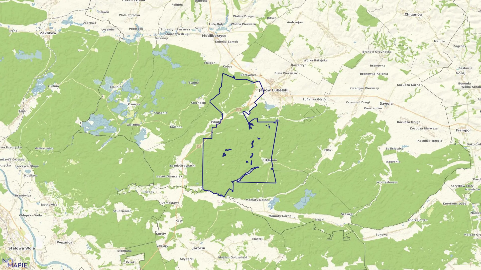 Mapa obrębu RUDA w gminie Janów Lubelski